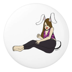 bunnygirl ceramic knob