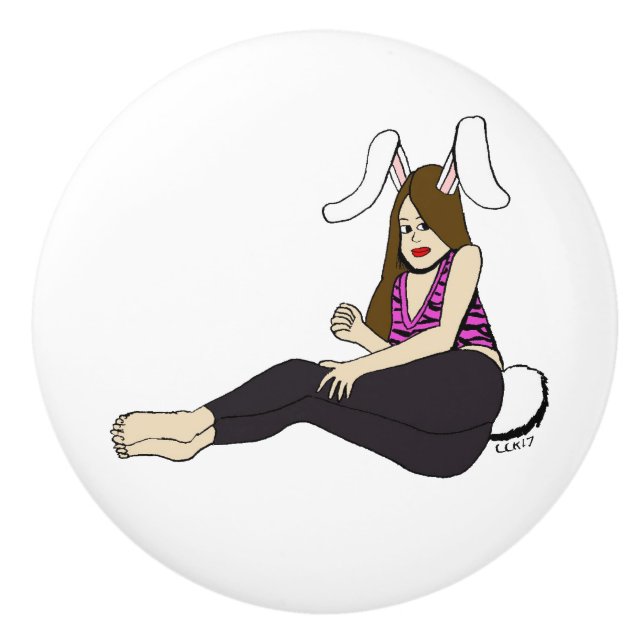 bunnygirl  ceramic knob (Front)