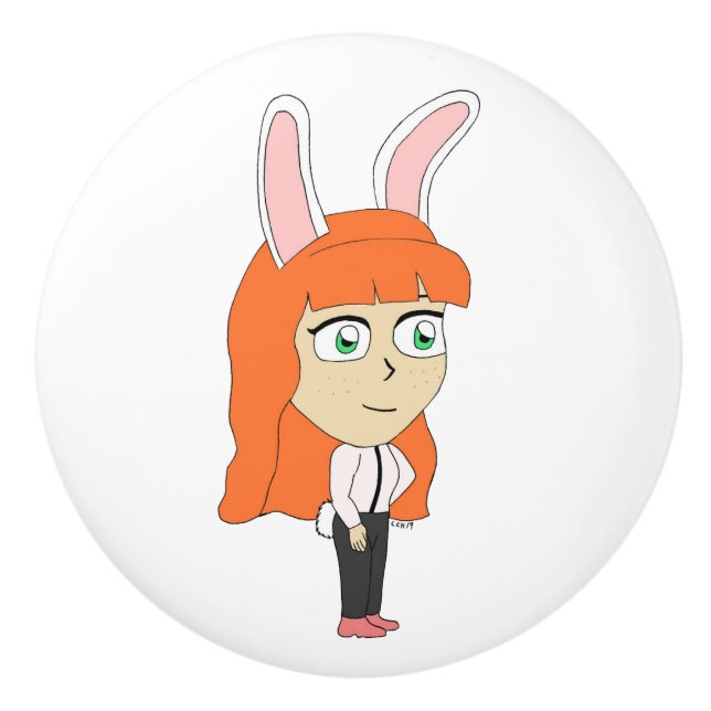 bunnygirl  ceramic knob (Front)