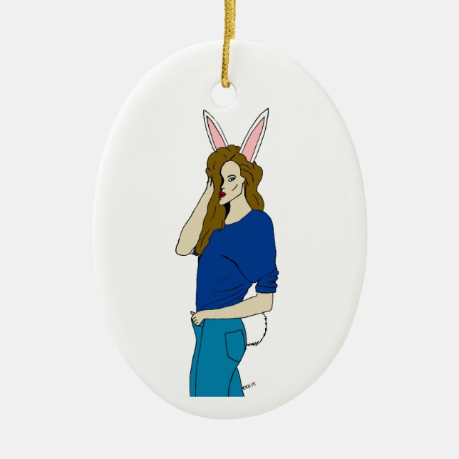 bunnygirl  ceramic tree decoration (Front)