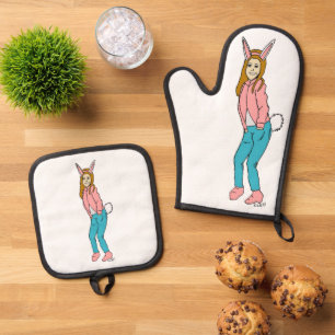 bunnygirl oven mitt & pot holder set