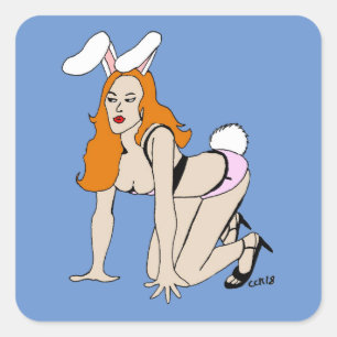 bunnygirl square sticker