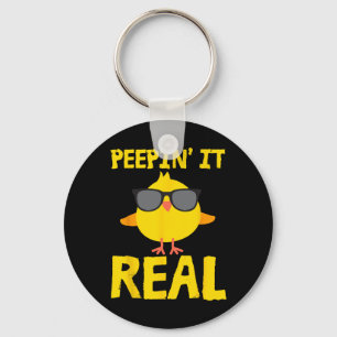 Bunnyin' It Real Funny Cool Chick Bunny Chickens E Key Ring