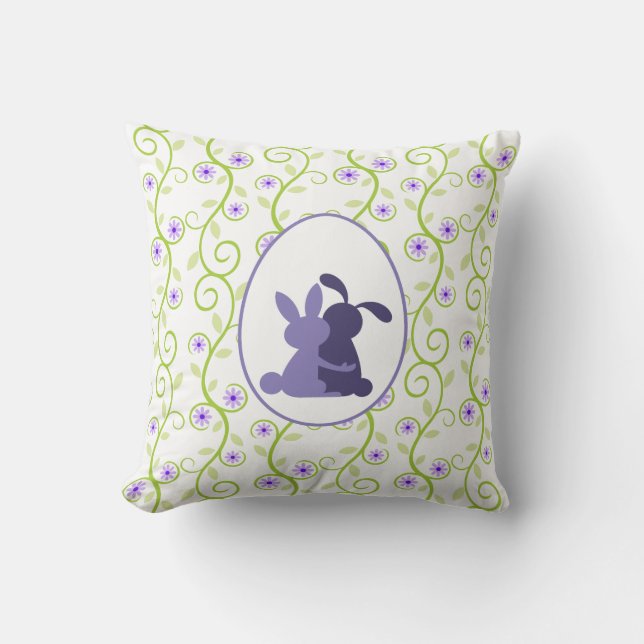 Bunny's Embrace Spring Floral Cushion (Front)