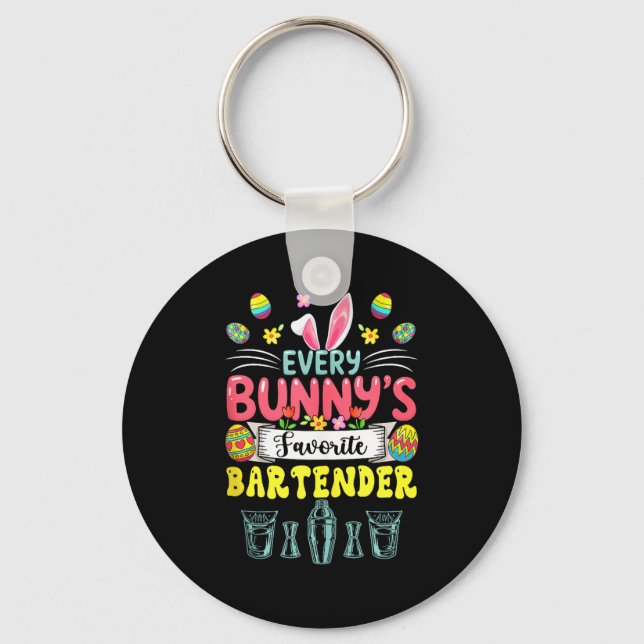Bunny's favourite bartender easter job team huntin key ring (Front)