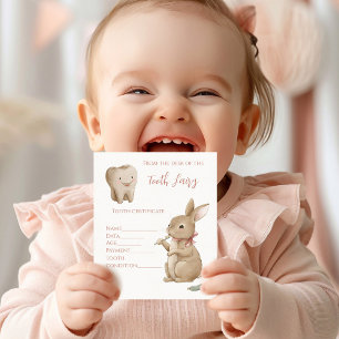 Bunny's girl First Tooth Fairy Certificate