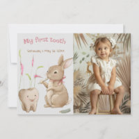 Bunny's girl First Tooth Party Photo Card