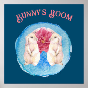 Bunny's Room Customizable Bunnies with Peony  Poster