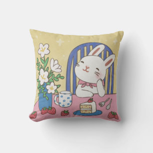 Bunny's Tea Time Illustration Cushion