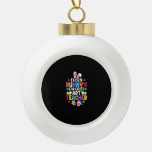 Bunny's Teacher Easter Themed Colourful Design Ceramic Ball Christmas Ornament