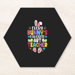 Bunny's Teacher Easter Themed Colourful Design Paper Coaster