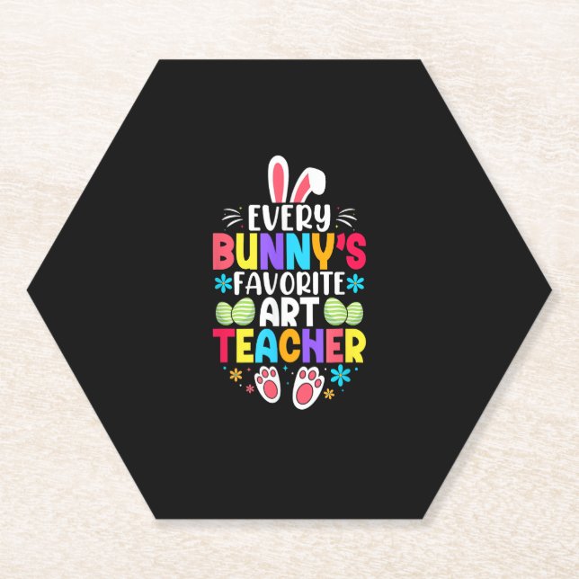 Bunny's Teacher Easter Themed Colourful Design  Paper Coaster (Front)