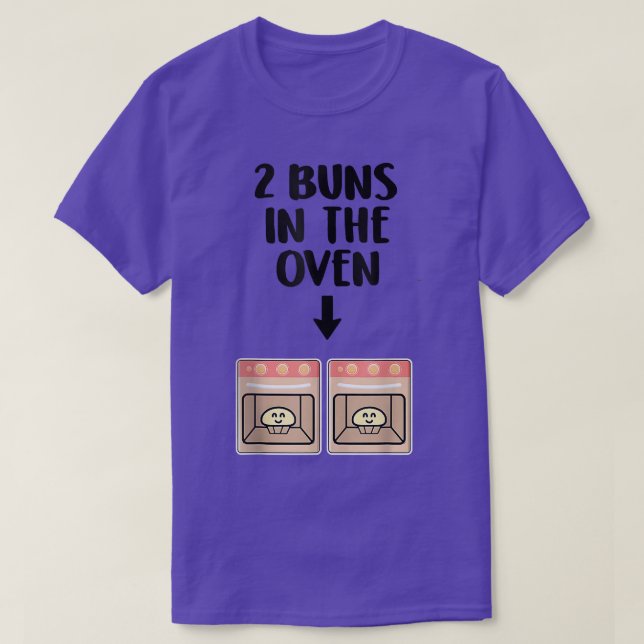 Buns In The Oven Twins Pregnancy Announcement Gend T-Shirt (Design Front)