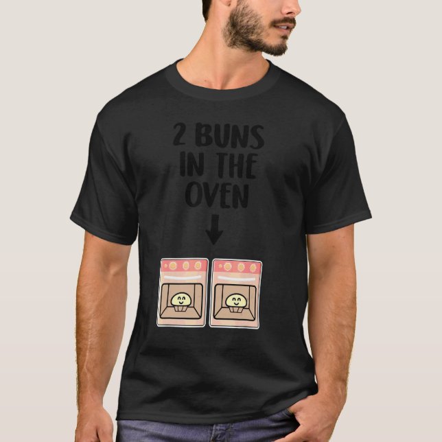 Buns In The Oven Twins Pregnancy Announcement Gend T-Shirt (Front)