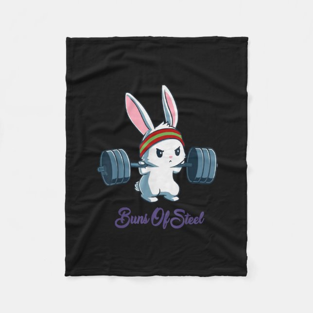 Buns of Ness Rabbit Bunny Lover Gym Workout Funny Fleece Blanket (Front)