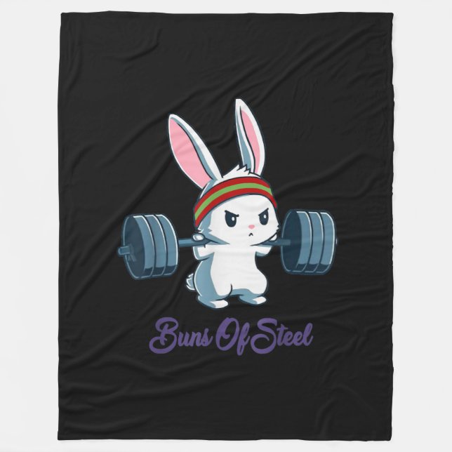 Buns of Ness Rabbit Bunny Lover Gym Workout Funny Fleece Blanket (Front)