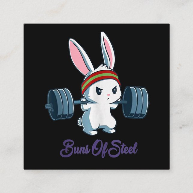 Buns Of Sl Ness Rabbit Bunny Lover Gym Workout Square Business Card (Front)