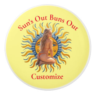 Buns Out Bikini Beach Girl Thunder_Cove Ceramic Knob