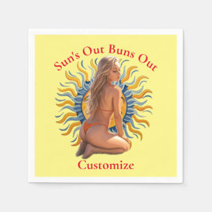 Buns Out Bikini Beach Girl Thunder_Cove Napkin