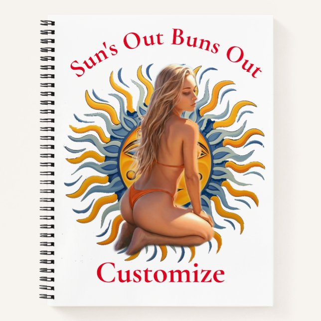 Buns Out Bikini Beach Girl Thunder_Cove  Notebook (Front)