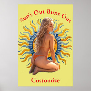 Buns Out Bikini Beach Girl Thunder_Cove  Poster