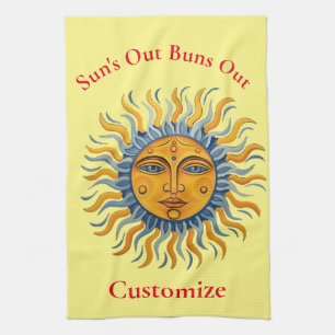 Buns Out Bikini Beach Girl Thunder_Cove Tea Towel