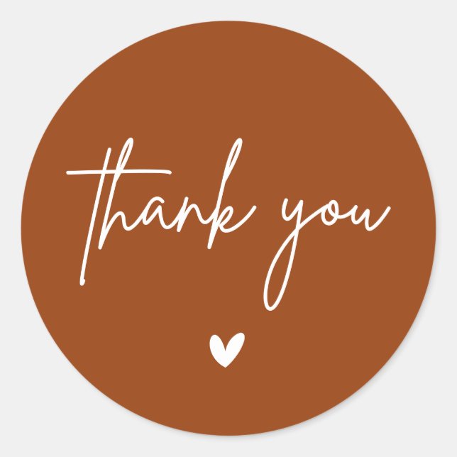 Bunt Orange Thank You Monogram Wedding Heart Classic Round Sticker (Front)