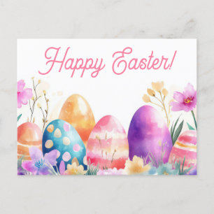 Bunte Aquarell Oster Postkarte mit Frühlingsblumen Postcard