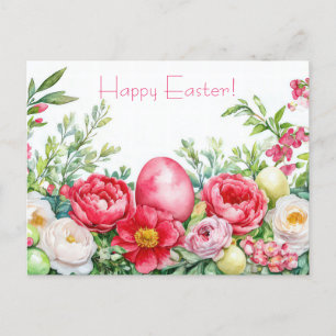 Bunte Aquarell Oster Postkarte mit Frühlingsblumen Postcard