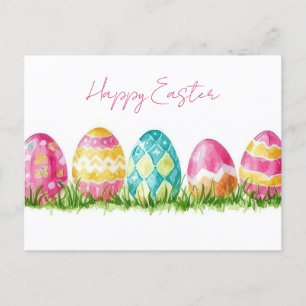 Bunte Aquarell Oster Postkarte mit Frühlingsblumen Postcard