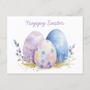 Bunte Aquarell Oster Postkarte mit Frühlingsblumen Postcard