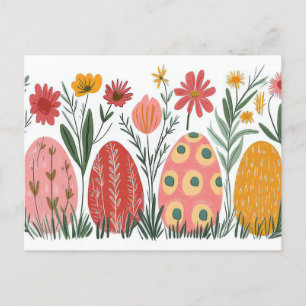 Bunte Aquarell Oster Postkarte mit Frühlingsblumen Postcard