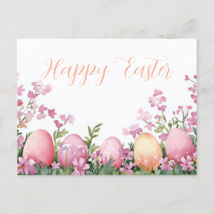 Bunte Aquarell Oster Postkarte mit Frühlingsblumen Postcard