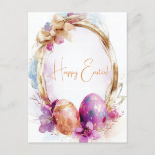 Bunte Aquarell Oster Postkarte mit Ostereiern Postcard
