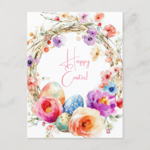 Bunte Aquarell Oster Postkarte mit Ostereiern Postcard