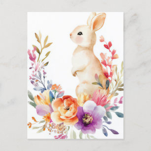 Bunte Aquarell Oster Postkarte mit Osterhase Postcard