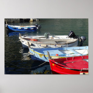 Bunte Boote am Pier Poster