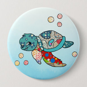 bunte Wasserschildkröte  10 Cm Round Badge
