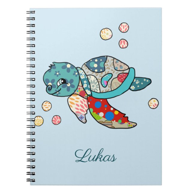 bunte Wasserschildkröte, personalisiert Notebook (Front)