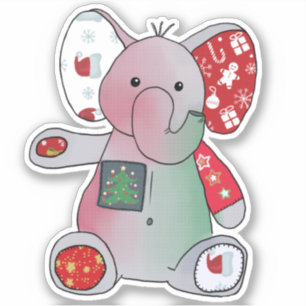 Bunter Christmas elephant sticker