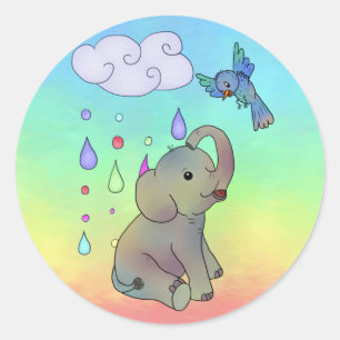 Bunter Elefant Classic Round Sticker