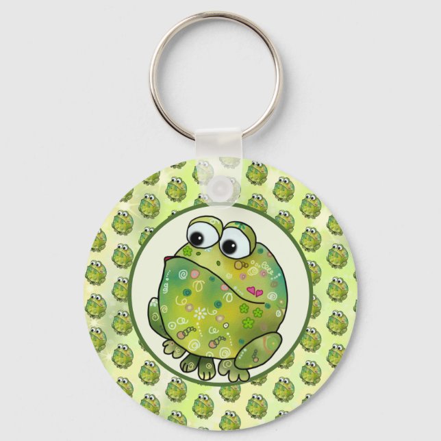 Bunter Frosch  Postkarte Schlüsselanhänger Key Ring (Front)
