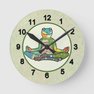 Bunter Frosch  Runde Wanduhr Round Clock