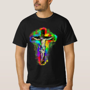 Buntes Jesus Kreuz T-Shirt