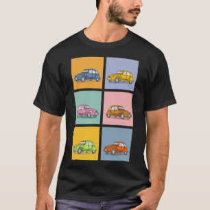 Buntes Oldtimer 2cv Ente Muster T-Shirt