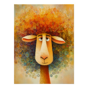 Buntes Schaf – Fantasie Illustration Poster