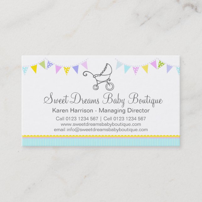 Bunting baby boutique business cards (Front)