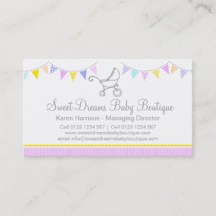 Bunting baby boutique pink cute business cards