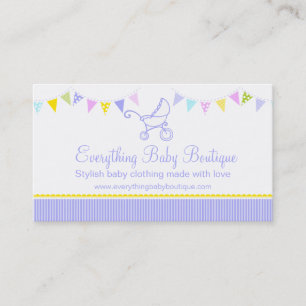 Bunting baby boutique purple business cards