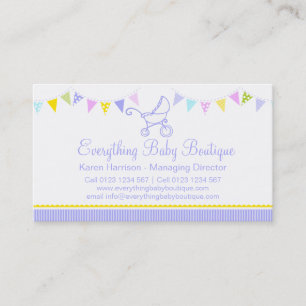 Bunting baby boutique purple business cards